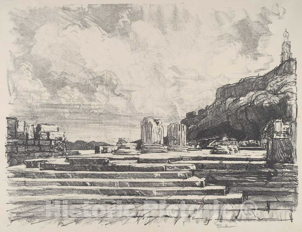 Art Print : Joseph Pennell, Eleusis, The Pavement of The Temple, 1913 - Vintage Wall Art