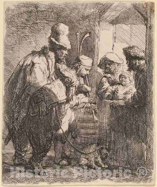 Art Print : Rembrandt, The Strolling Musicians, c. 1635 - Vintage Wall Art