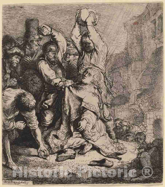 Art Print : Rembrandt, The Stoning of Saint Stephen, 1635 - Vintage Wall Art