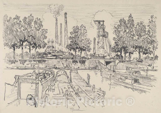 Art Print : Joseph Pennell, Coal Mines, Monceau, France, 1911 - Vintage Wall Art