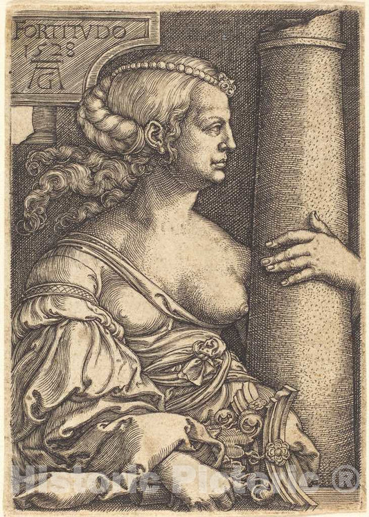 Art Print : Aldegrever, Fortitude, 1528 - Vintage Wall Art