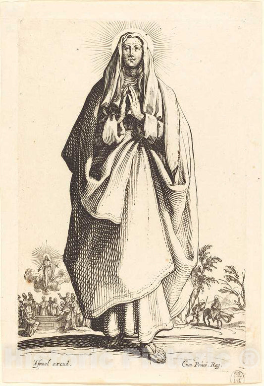 Art Print : Jacques Callot, The Virgin, 1631 - Vintage Wall Art