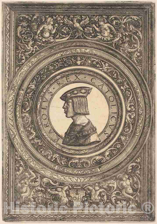 Art Print : Daniel Hopfer, Emperor Charles V, c. 1519 - Vintage Wall Art