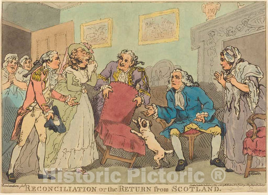 Art Print : Rowlandson, The Reconciliation, or The Return from Scotland, 1785 - Vintage Wall Art