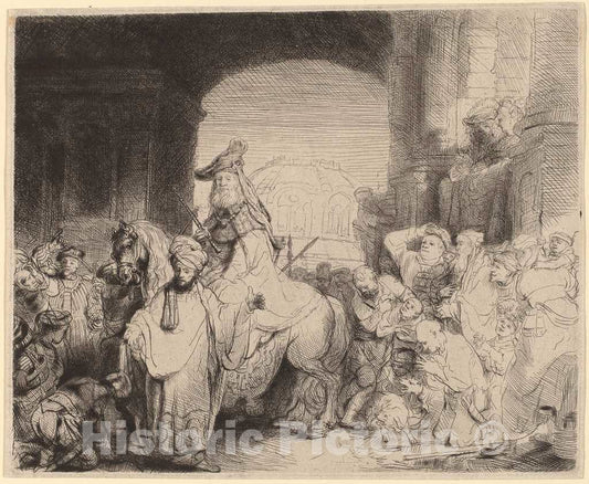 Art Print : Rembrandt, The Triumph of Mordecai, c. 1641 - Vintage Wall Art