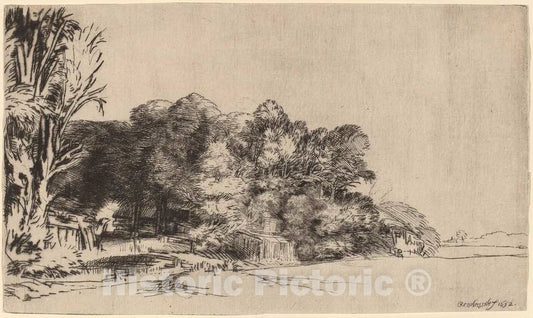 Art Print : Rembrandt, Clump of Trees with a Vista, 1652 - Vintage Wall Art