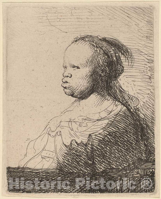 Art Print : Rembrandt, The White Negress, c. 1630 - Vintage Wall Art