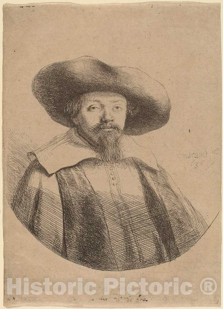 Art Print : Rembrandt, Samuel Menasseh Ben Israel, 1636 - Vintage Wall Art