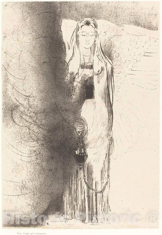 Art Print : Odilon Redon, Puis l'ange prit l'encensoir (and The Angel Took The Censer), 1899 - Vintage Wall Art