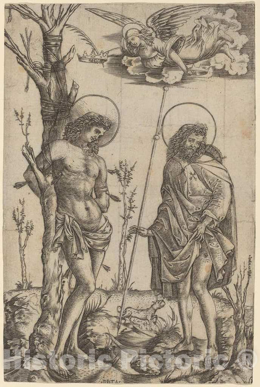 Art Print : Cristofano Robetta, Saint Sebastian and Saint Roch - Vintage Wall Art
