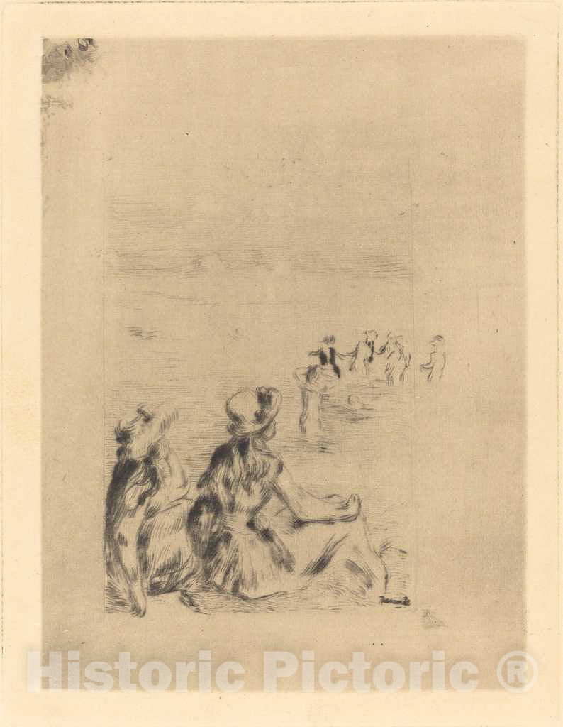 Art Print : Auguste Renoir, On The Beach - at Berneval (Sur la Plage - a Berneval), 1892 - Vintage Wall Art