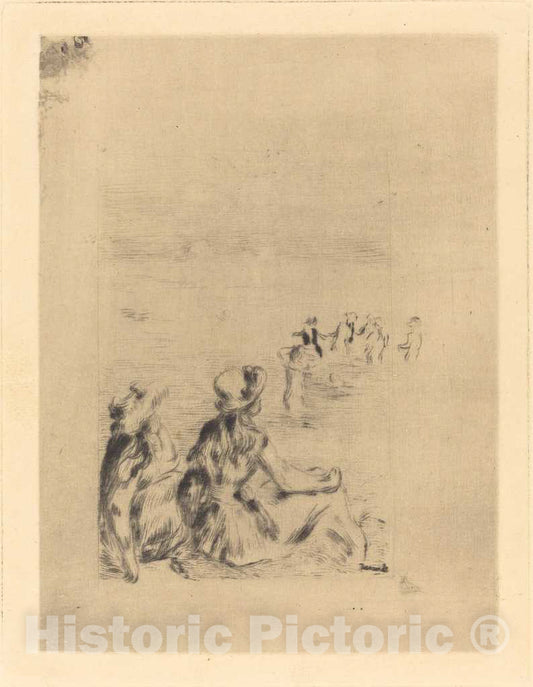 Art Print : Auguste Renoir, On The Beach - at Berneval (Sur la Plage - a Berneval), 1892 - Vintage Wall Art