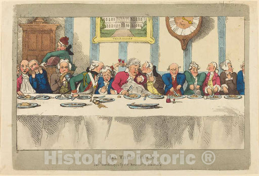 Art Print : Rowlandson, La Table D'Hote, 1792 - Vintage Wall Art