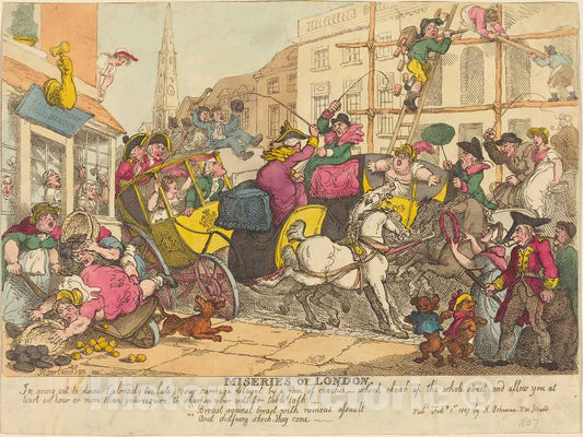 Art Print : Rowlandson, Miseries of London, 1807 - Vintage Wall Art