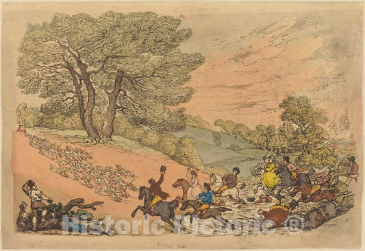 Art Print : Rowlandson, The Hunt, 1808 - Vintage Wall Art
