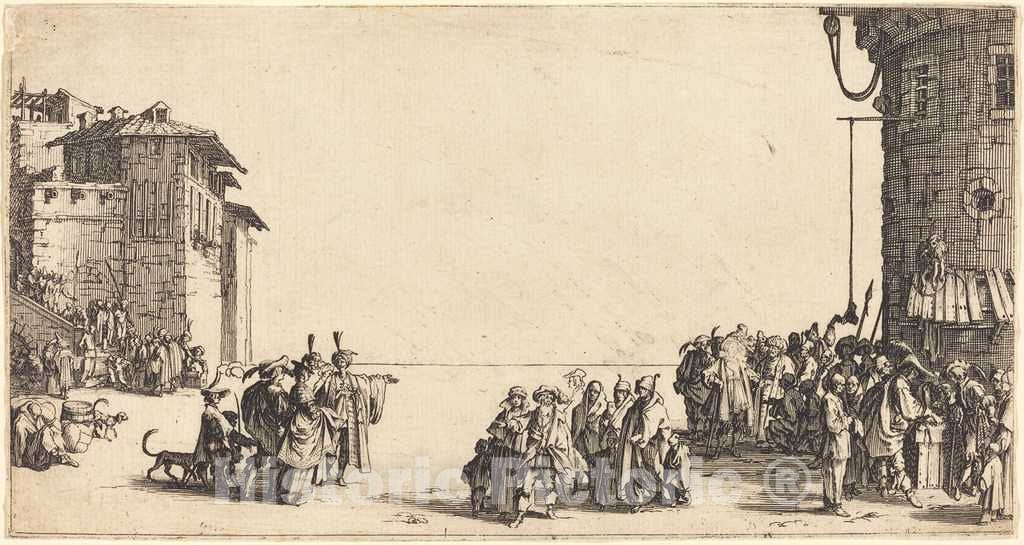 Art Print : Jacques Callot, The Slave Market, 1620 - Vintage Wall Art