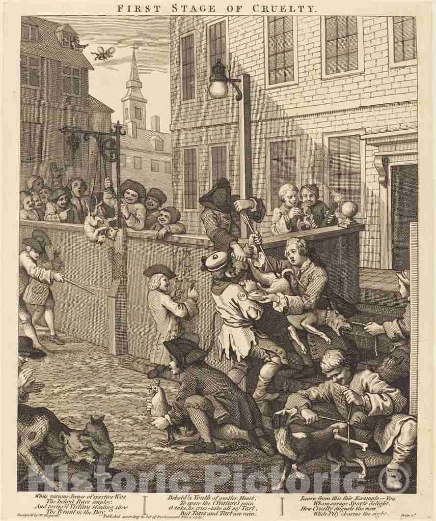 Art Print : William Hogarth, The First Stage of Cruelty, 1751 - Vintage Wall Art