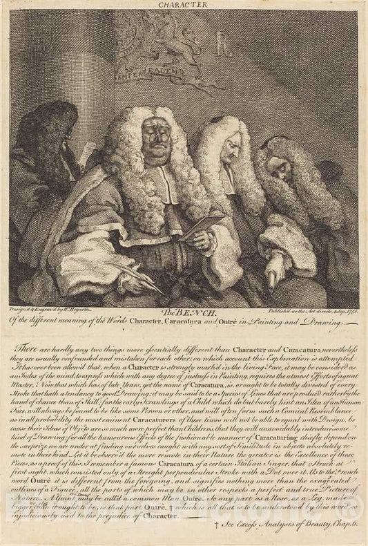 Art Print : William Hogarth, The Bench, 1758 - Vintage Wall Art