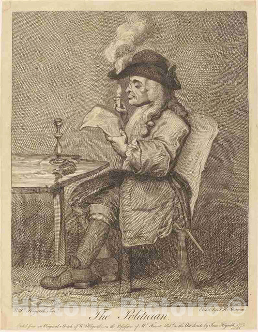 Art Print : Keyse Sherwin After Hogarth, Politician, 1775 - Vintage Wall Art