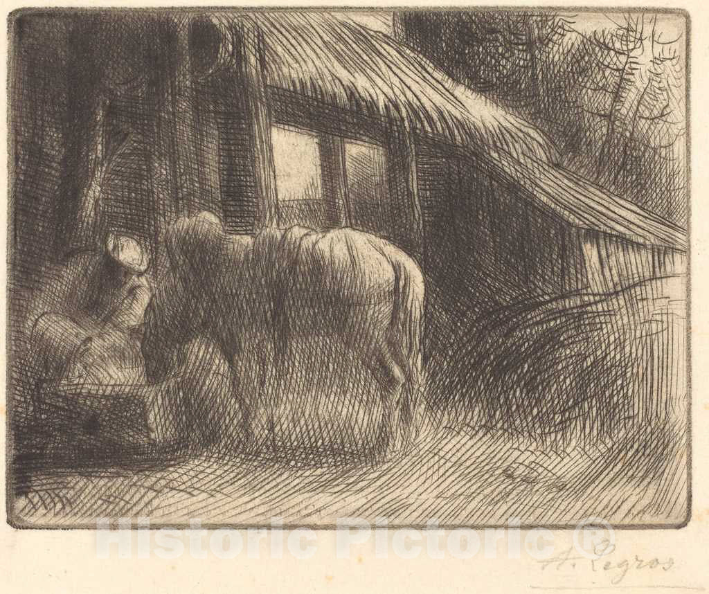 Art Print : Alphonse Legros, Drinking Trough, 2nd Plate (L'abreuvoir) - Vintage Wall Art