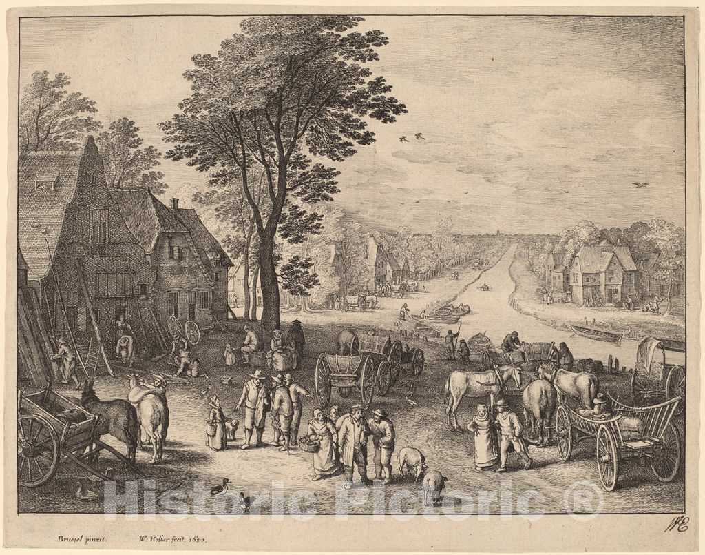 Art Print : Hollar After Brueghel The Younger, The Canal, 1650 - Vintage Wall Art