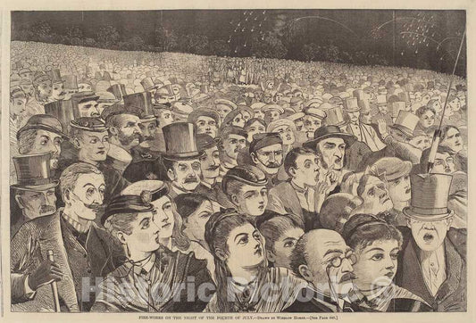 Art Print : Homer, Fire Works on The Night of The Fourth of July, 1868 - Vintage Wall Art