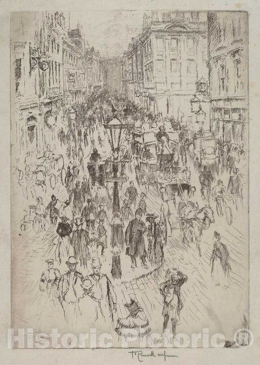 Art Print : Joseph Pennell, New Oxford Street, London, 1893 - Vintage Wall Art