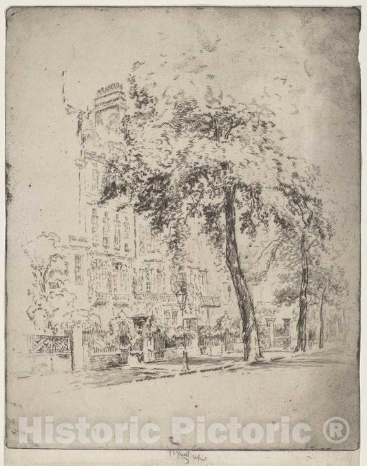 Art Print : Joseph Pennell, Big Tree, Cheyne Walk, 1906 - Vintage Wall Art