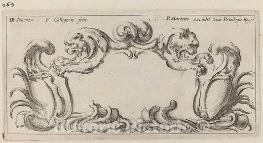 Art Print : Collignon After Stefano Della Bella, Cartouche, 1646 - Vintage Wall Art