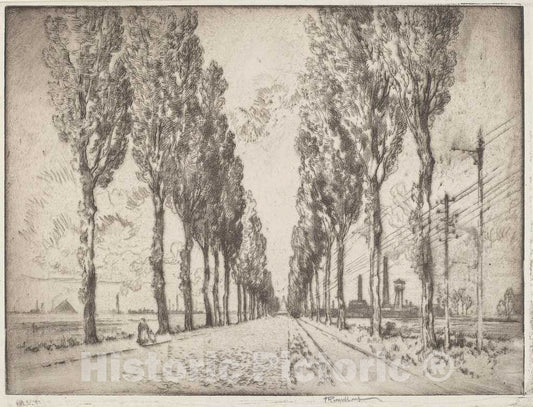 Art Print : Joseph Pennell, The Avenue, Valenciennes, 1910 - Vintage Wall Art