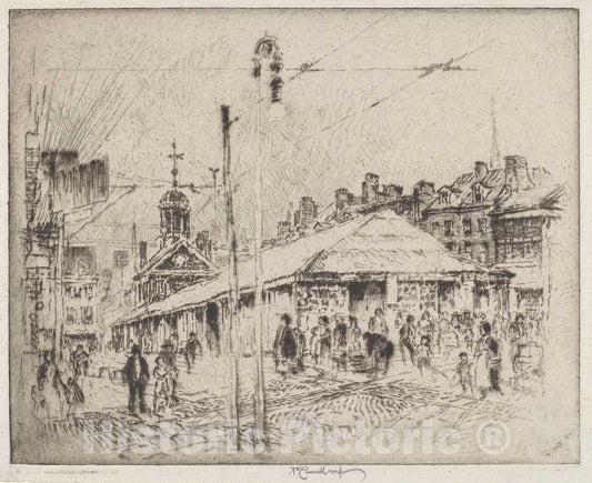 Art Print : Joseph Pennell, Second Street Market, Philadelphia, 1920 - Vintage Wall Art