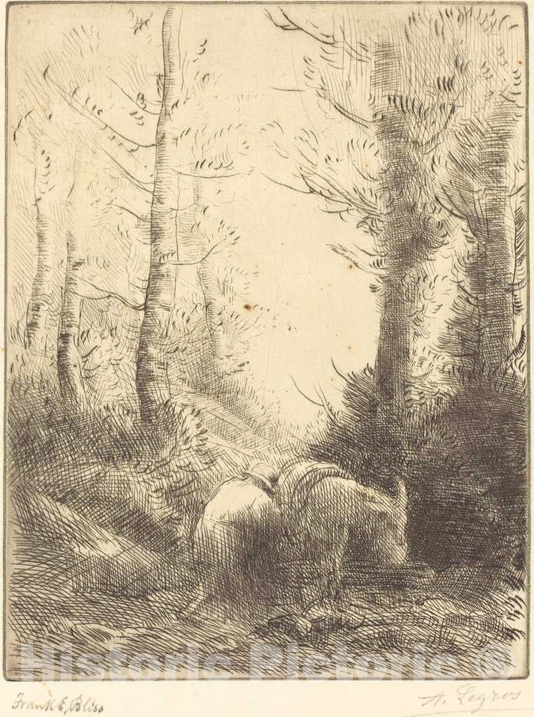 Art Print : Alphonse Legros, Farmer and His Donkey (Le fermier et Son ane) - Vintage Wall Art