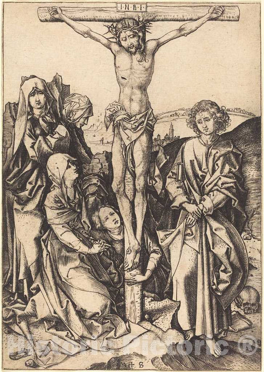 Art Print : Martin Schongauer, The Crucifixion, c. 1480 - Vintage Wall Art