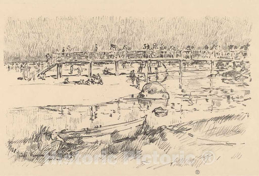 Art Print : Childe Hassam, Bathing Beach, Bass Rocks, c. 1918 - Vintage Wall Art