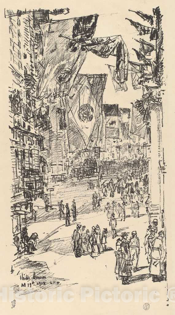 Art Print : Childe Hassam, Avenue of The Allies, 1918 - Vintage Wall Art