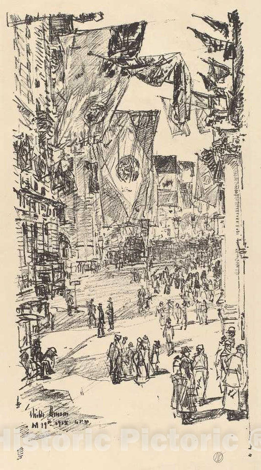 Art Print : Childe Hassam, Avenue of The Allies, 1918 - Vintage Wall Art