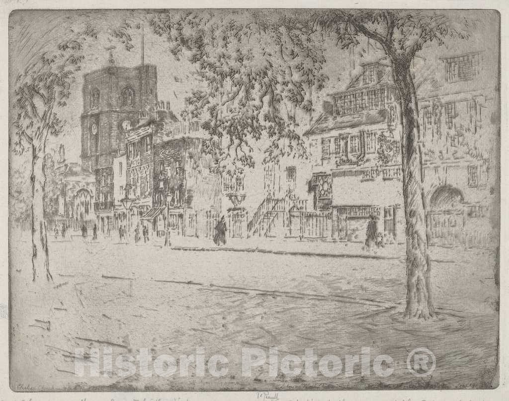 Art Print : Joseph Pennell, House Where Whistler Died, 1904 - Vintage Wall Art