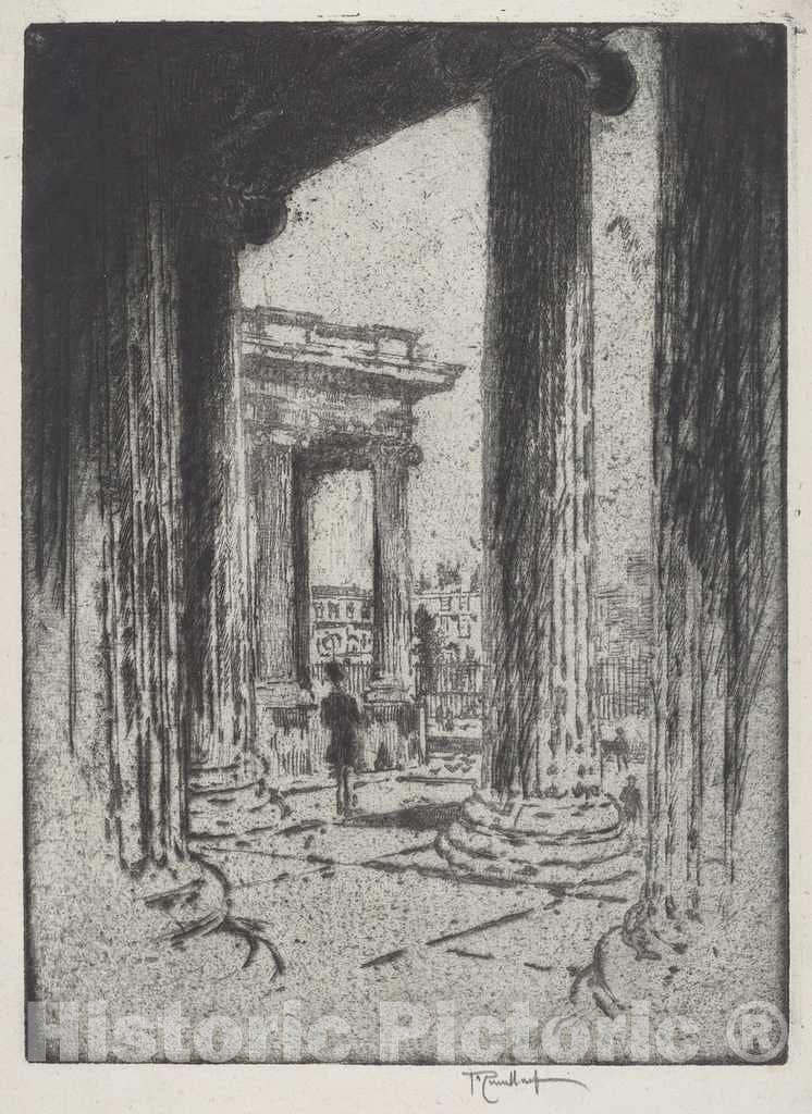 Art Print : Joseph Pennell, The Portico, British Museum, 1905 - Vintage Wall Art