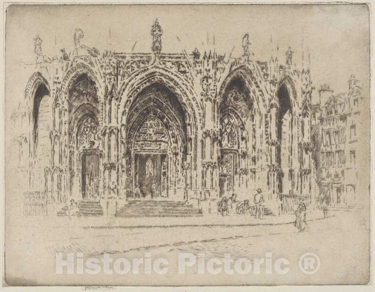 Art Print : Joseph Pennell, Porch of San Maclou, Rouen, 1907 - Vintage Wall Art