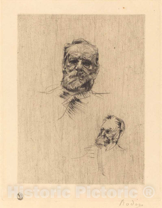 Art Print : Auguste Rodin, Victor Hugo, De Face, 1886 - Vintage Wall Art
