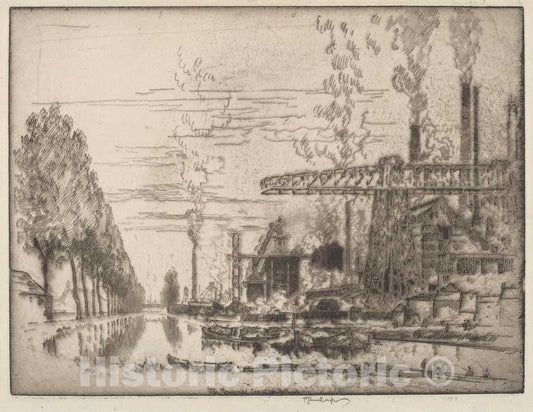 Art Print : Joseph Pennell, The Brussels Canal, A Modern Hobbema, 1910 - Vintage Wall Art