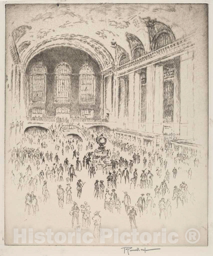 Art Print : Joseph Pennell, Concourse, Grand Central, New York, 1919 - Vintage Wall Art