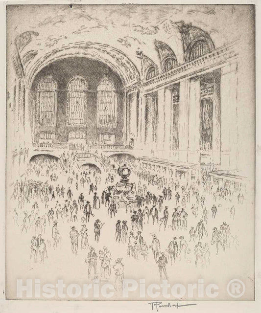 Art Print : Joseph Pennell, Concourse, Grand Central, New York, 1919 - Vintage Wall Art