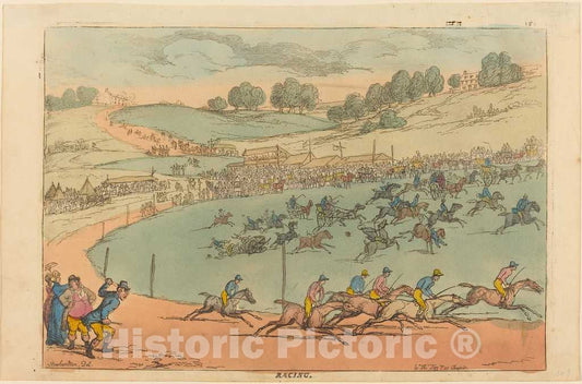 Art Print : Rowlandson, Racing, 1812 - Vintage Wall Art