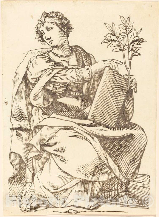 Art Print : Jacques Stella, Sibylla Agrippa, 1625 - Vintage Wall Art
