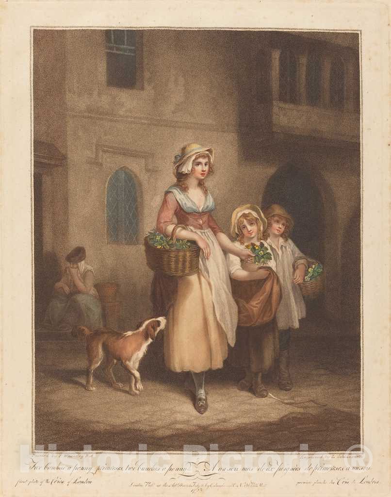 Art Print : Schiavonetti After Wheatley, Two Bunches a Penny, Primroses, 1793 - Vintage Wall Art