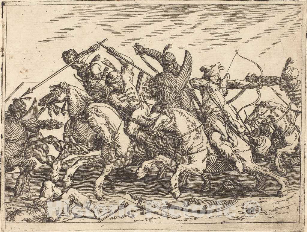 Art Print : Johann Wilhelm Baur, Capricci di varie battaglie, 1635 - Vintage Wall Art