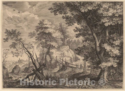 Art Print : Sadeler II After Savery, Woodland Scene, c. 1609 - Vintage Wall Art