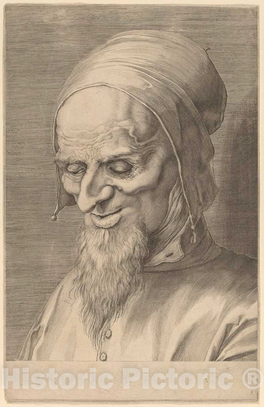 Art Print : Aegidius Sadeler II, Head of an Apostle with Beard and Cap, 1597 - Vintage Wall Art