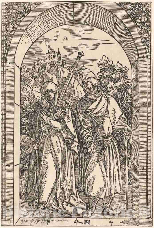 Art Print : Hans Leonard SchÃ¤ufelein, Mater Dolorosa and Saint Joseph - Vintage Wall Art